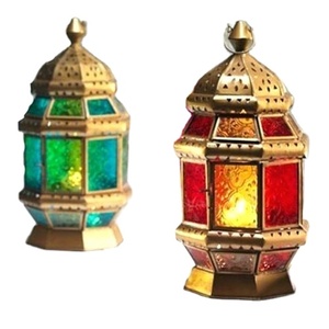 Metal Iron <b>Candle</b> <b>Lantern</b> / Stained Glass <b>Lantern</b>/<b>large</b> Moroccan <b>Lantern</b> - Product Image 1