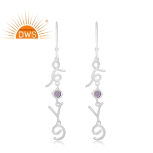 Handmade Design Fine Sterling <b>Silver</b> Natural Amethyst Gemstone <b>Dangle</b> <b>Earring</b> Jewelry Manufacturer - Product Image 4