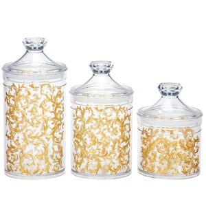 [Holar] Đài Loan Làm Nhựa Nhà Bếp Vàng Lưu Trữ Thực Phẩm Canister Jar Set Với Kín Nắp Đậy - Product Image 2