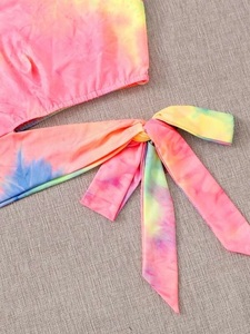 Nuevo estilo Top corto con nudo teñido anudado de un hombro para mujer Personalizar color y diseño y logotipo Crop Top - Product Image 3