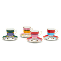 Ensemble de thé et tasses à café en céramique de style éthiopien vintage, écologique, personnalisé, 150 ml et 80 ml, avec soucoupe, idéal pour les promotions et les cadeaux, offre spéciale