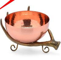 Cuenco redondo de cobre para servir, accesorio decorativo de alta calidad con cúpula de vidrio, para hoteles y restaurantes