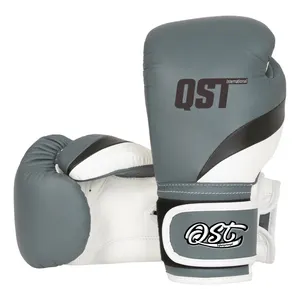Boxing Gloves Supplier Custom Design Training Leather Black Gym Kickboxing Private logo Printed 12oz