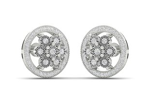 0.80 Ctw Real Diamond Cluster Stud <b>Earrings</b> 10K White Gold Screw <b>Back</b> | Round Halo Floral Design Womens Fine Jewelry Gift - Product Image 2