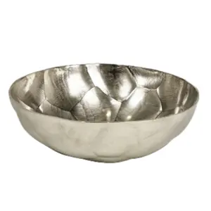 Bol de Sculpture décoratif de couleur argent fini avec un matériau de haute qualité bol fantaisie fait à la main Design élégant - Product Image 1