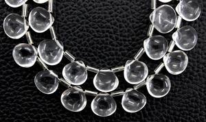 Pierres précieuses en Quartz clair naturel, 1 brin, 21 pièces, perles de Briolette en forme de cœur lisse, cristal incolore - Product Image 2