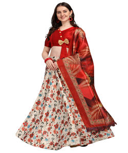 Bollywood georgette feuille impression travail lehenga choli avec dentelle travail dupatta fête porter prix de gros vêtement ethnique ApparelGarment - Product Image 1
