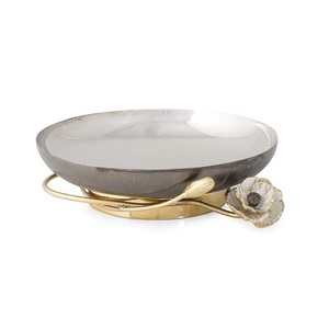 Bol en aluminium décoratif de conception de feuille antique-Style de luxe traditionnel et moderne grande capacité - Product Image 2