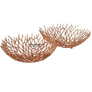 Bol de service en aluminium argenté brillant, unique, en forme de branche d'arbre, fruits et fleurs, métal poli, décoration d'intérieur pour les occasions festives - Product Image 5