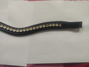 Bandes de front en cuir avec chaîne de coupe meilleure qualité cristaux faits à la main bande de front de cheval en cuir décoratif - Product Image 4