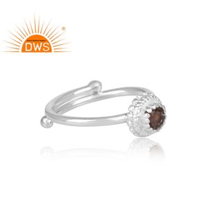 Bague en argent 925 fin avec pierre précieuse fumée taille ronde, bijoux de créateur faits à la main, bague classique, bijoux personnalisés, grossiste - Product Image 3