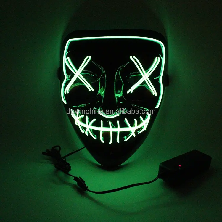 2020 New Product Custom Design Light up EL Panel Led Sound Reactive Mask for DJ Rave Party Event Festival Case Print Halloween