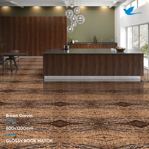 Polished Tiles Brown Color Design with Glossy Look in <b>Polish</b> Finish 600x1200 mm Polished Porcelain Tiles From Leading Supplier - Product Image 2