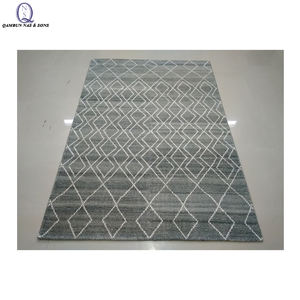 Tapis rectangulaire moderne en laine et soie gris, noué à la main, pour la maison, la prière, la chambre ou le salon, motif géométrique, vente en gros - Product Image 1