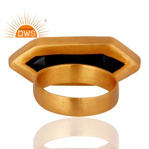 แหวนดีไซน์รูปทรงหกเหลี่ยมประดับพลอยออนิกซ์สีดำธรรมชาติ รุ่นล่าสุดปี 2026 สำหรับผู้ผลิตเครื่องประดับแฟชั่นแบบสั่งทำ - Product Image 3