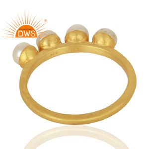 Anillo de perlas naturales apilables, joyería de plata de ley hecha a mano, chapada en oro, venta al por mayor - Product Image 3