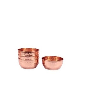 Bol martelé, en cuivre pur, poli naturel de 4 table, pour vaisselle, en vente - Product Image 1