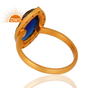 Blue Corundum Gemstone Ring Wholesale 14k Gold <b>Plated</b> 925 <b>Silver</b> Women Fashion Ring Jewelry Classic Collection - Product Image 3