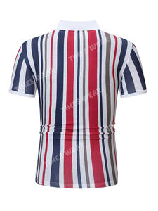 Camiseta de alta calidad para hombre, Polo a rayas de colores aleatorios con 2 botones - Product Image 2