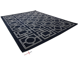 Tapis en laine style treillis simple très demandé, tufté à la main 3D, brodé noir et blanc, tapis moderne pour l'exportation en gros - Product Image 1