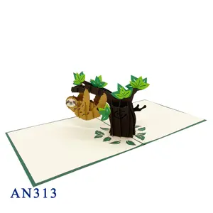 Wholesale Manufacturer Unique 3D Pop Up Greeting Cards Sloth Pop Up Cards Made In Vietnam