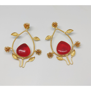 ใหม่ที่ทันสมัยได้รับความนิยมทําด้วยมือทองเหลืองเคลือบทองเคลือบห่วงหินสตั๊ดต่างหูสําหรับเด็กหญิงและสตรี - Product Image 1