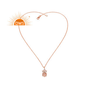 Collar con colgante de piedras preciosas de piedra de luna y cuarzo rosa Natural de Plata de Ley 925 para mujer, fabricante de joyería - Product Image 1