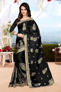 Bollywood Designer Saree Designer Miroir Travail Fleur Conception Tissu De Soie Doux Impression Numérique Marron Couleur Sari avec Blouse Inde Alphanumero - Product Image 4