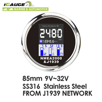 Jauge de moteur LCD multifonctions, plaque noire, 85mm, 1 pièce, j1969, pour Marine
