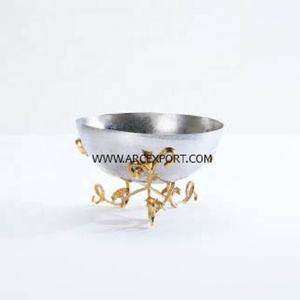 ชามเสิร์ฟโลหะตกแต่งสีทองเคลือบเงา งานแฮนด์เมด ดีไซน์ลายใบไม้ 4 ชั้น สำหรับใส่ช็อกโกแลต - Product Image 4