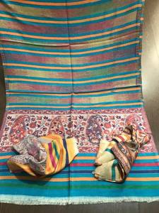 Écharpe/châle traditionnel d'hiver pour adulte 70 x 200, rayures arc-en-ciel, bordure kani, cachemire, saisonnier - Product Image 2