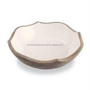 Tazón de servir de madera desechable con estampado adhesivo de Color esmaltado blanco moderno diseño clásico para vajilla sostenible - Product Image 1