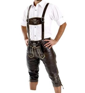 Pantalones de cuero de diseño personalizado para hombre Oktoberfest bávaro Lederhosen bordado cintura media patrón recto antiarrugas - Product Image 1