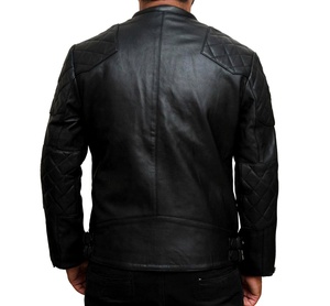 Veste en cuir de moto pour hommes, vêtement de course automobile, café Racer, David Bekham, Style veste en cuir Original avec manches régulières - Product Image 4