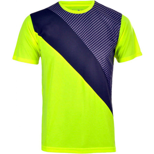 Camiseta DE TRABAJO atlético de entrenamiento de gimnasia para hombre personalizada, colores de neón sólido, estampado sublime de punto blanco y gris, sin etiqueta de logotipo para correr - Product Image 4