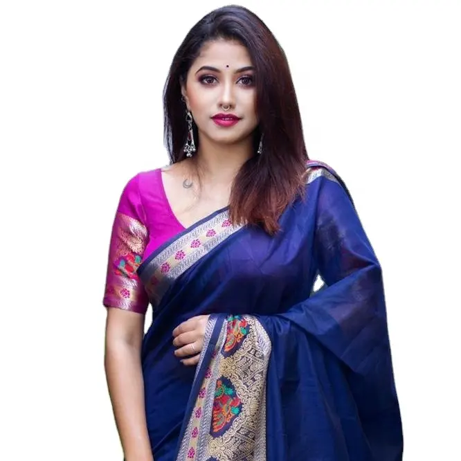 Saris indiens en soie pur coton