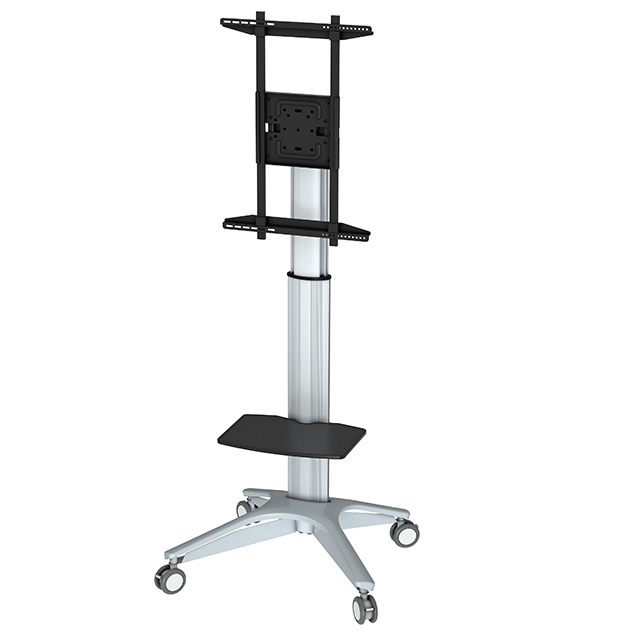Mobile TV Stand Rolling TV Cart Floor Stand with Mount on Lockable Wheels Height Adjustable Shelf for 32-70 Inch Flat Screen