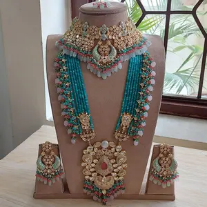 Indian Bridal Big Kundan Stein schwer Set mit Halsreif Set und langen Ohrring und Mangti kka von M Creation