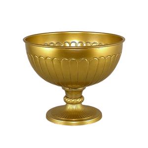 Cuenco de Metal de lujo para flores, Base de diseño único chapado en oro para decoración de balcón, florero y cuenco para flores en venta - Product Image 5