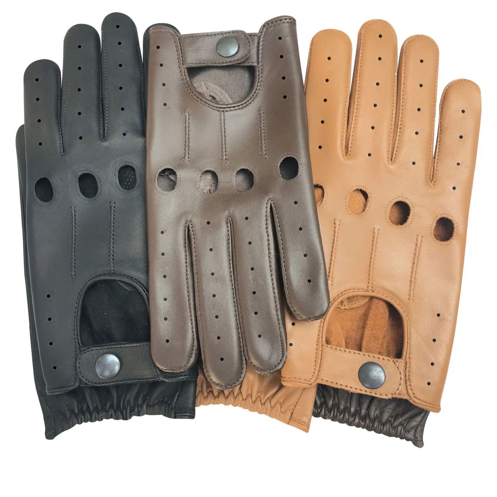 Перчатки для вождения из натуральной воловьей кожи с отверстиями для суставов