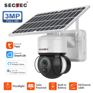 Großhandel blink kamera flutlicht-2022 Tuya SECTEC 3MP Smart Home 4G CCTV PTZ-Kamera Außenring Flutlicht Blink Türklingel Netzwerk kamera