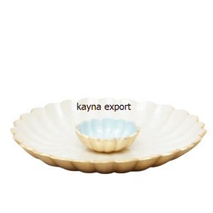 Bol décoratif à motif papillon, blanc et or, avec papillons - Product Image 2