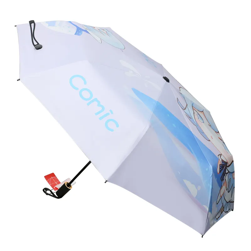 High Quality 1Pc Moq Customized Design Print 3 Folding Custom Umbrella For Gift