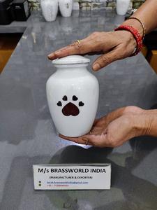 "aluminum hand painted red heart in paw shaped pet cremation urn funeral supplies" <b>memory</b> keepsakes for dog and <b>cats</b> ashes" - Product Image 2