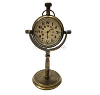Horloge de bureau traditionnelle en laiton avec cadran rotatif, mouvement à quartz silencieux, affichage à aiguilles, design circulaire