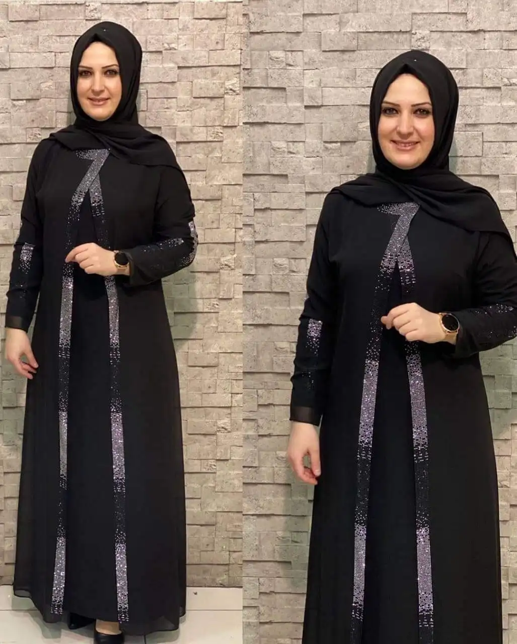 Fashion Traditional Black Clothes Latest Designs In Dubai For Women Adults Islamic Muslim Dress Abaya Hand Work 2021