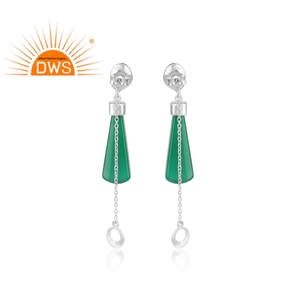 Pendientes colgantes de Plata de Ley 925 y GEMA de ónix Natural, joyería de diseño - Product Image 3