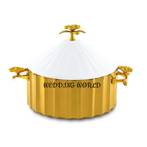 Pot rond en bois de qualité supérieure fait à la main Casserole de créateur Classique Élégant Vente en gros Ustensiles de cuisine Chauffe-plats en métal - Product Image 3