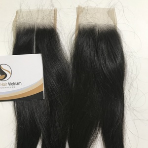 Vendedores de cabello humano virgen 4x4 5x5, cabello humano Remy virgen HD transparente con encaje suizo, cierre medio de Color Natural - Product Image 5