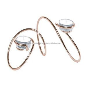 Bougeoir votif en verre plaqué or en forme de zigzag en acier inoxydable pour la décoration de la maison pour les occasions de Pâques - Product Image 1